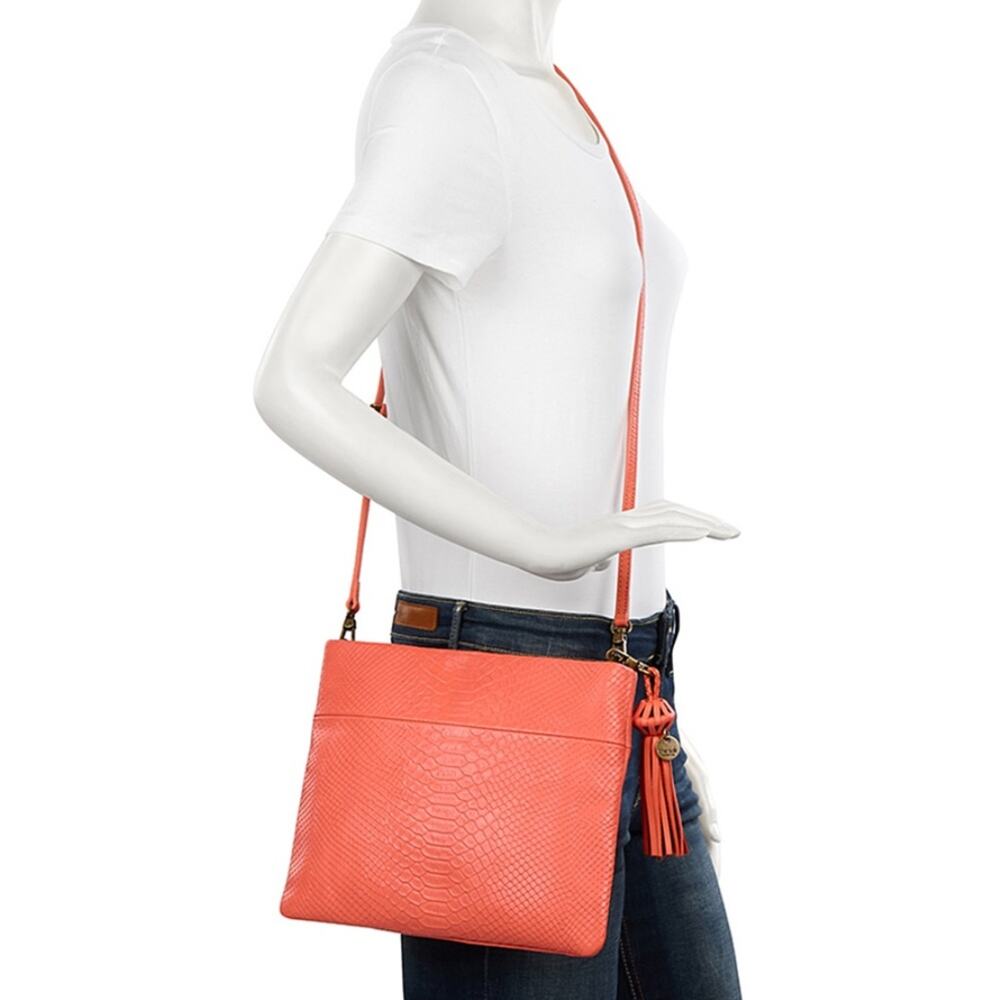The Sak Coral Crossbody Leather Tassel Purse Croc Embossed Convertible Strap